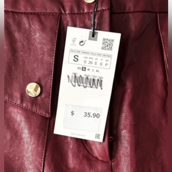 Zara Burgundy Mini Skirt with Gold Button Details - Picture 11 of 11